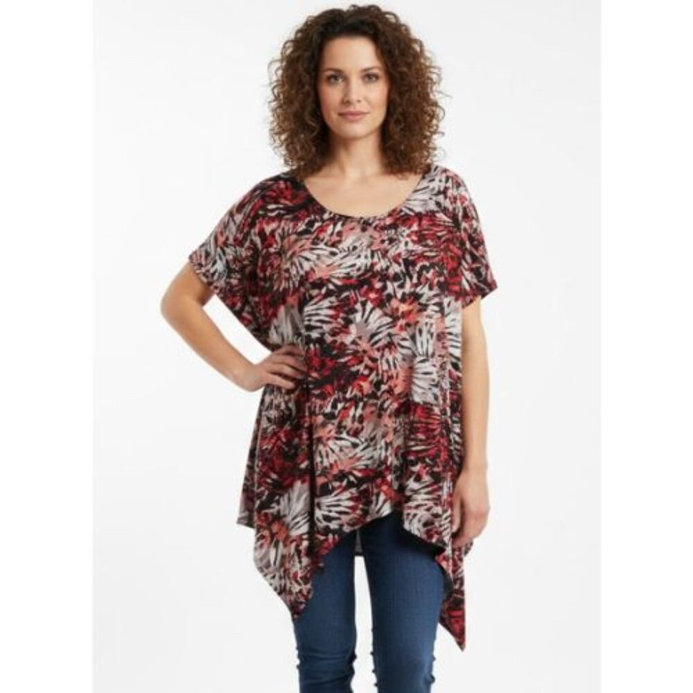 Creations Las Vegas plus size colorful stretchy red, black, orange top